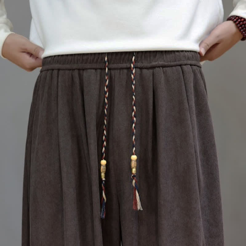 Buddha Stones Fall Winter Simple Classic Drawstring Solid Ankle Pants Corduroy Men's Straight Leg Pants With Pockets - image 9