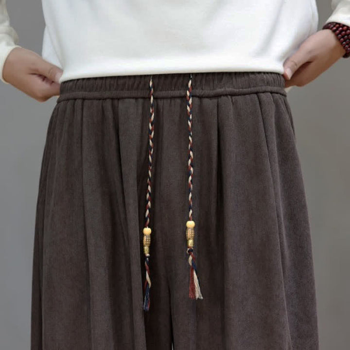 Buddha Stones Fall Winter Simple Classic Drawstring Solid Ankle Pants Corduroy Men's Straight Leg Pants With Pockets - image 9