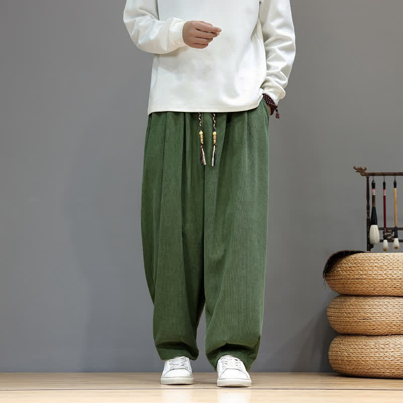 Buddha Stones Fall Winter Simple Classic Drawstring Solid Ankle Pants Corduroy Men's Straight Leg Pants With Pockets - image 27