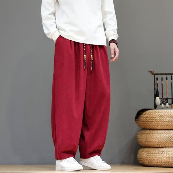 Buddha Stones Fall Winter Simple Classic Drawstring Solid Ankle Pants Corduroy Men's Straight Leg Pants With Pockets - image 34