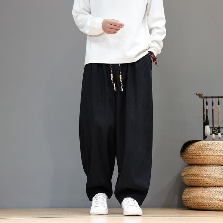 Buddha Stones Fall Winter Simple Classic Drawstring Solid Ankle Pants Corduroy Men's Straight Leg Pants With Pockets - image 18