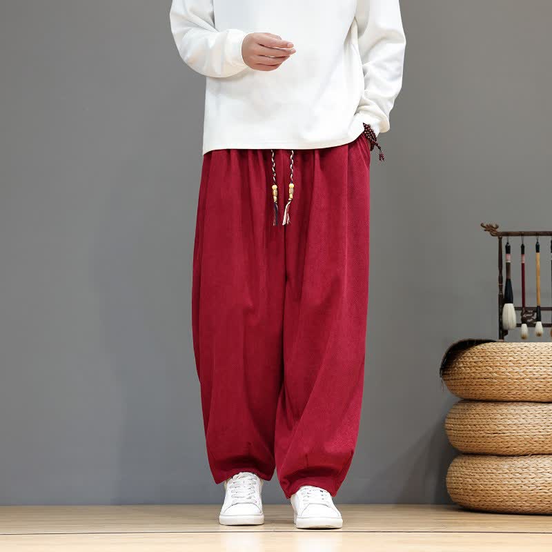 Buddha Stones Fall Winter Simple Classic Drawstring Solid Ankle Pants Corduroy Men's Straight Leg Pants With Pockets - image 38