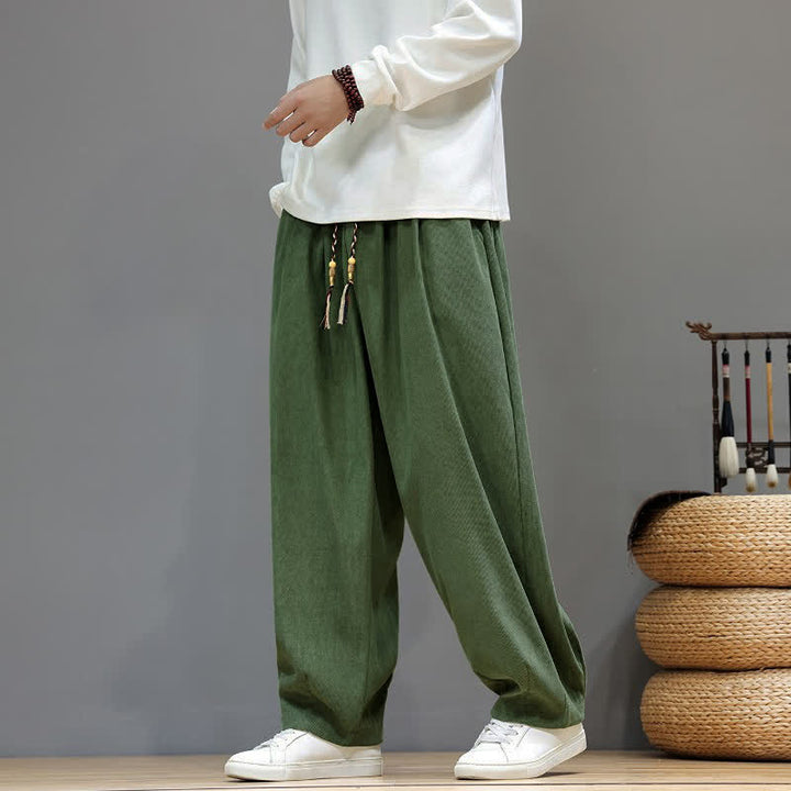 Buddha Stones Fall Winter Simple Classic Drawstring Solid Ankle Pants Corduroy Men's Straight Leg Pants With Pockets - image 31