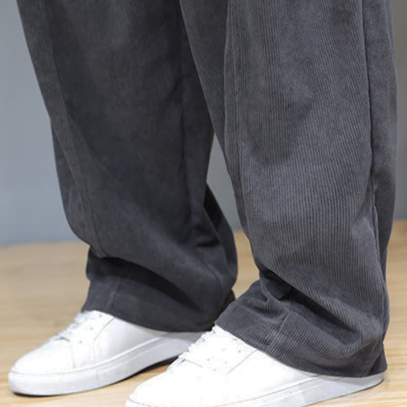 Buddha Stones Fall Winter Simple Drawstring Solid Ankle Pants Corduroy Men's Straight Leg Pants With Pockets - image 17