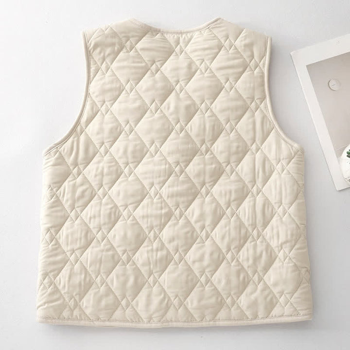 Buddha Stones Fall Winter Casual Minimalist Geometric Tank Top Women's Vest With Pockets - image 3