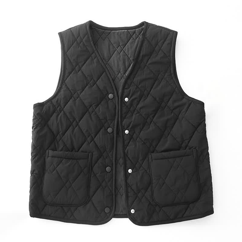 Buddha Stones Fall Winter Casual Minimalist Geometric Tank Top Women's Vest With Pockets - Black - US8-10, UK/AU12-14, EU40-42 (2XL) - image 21