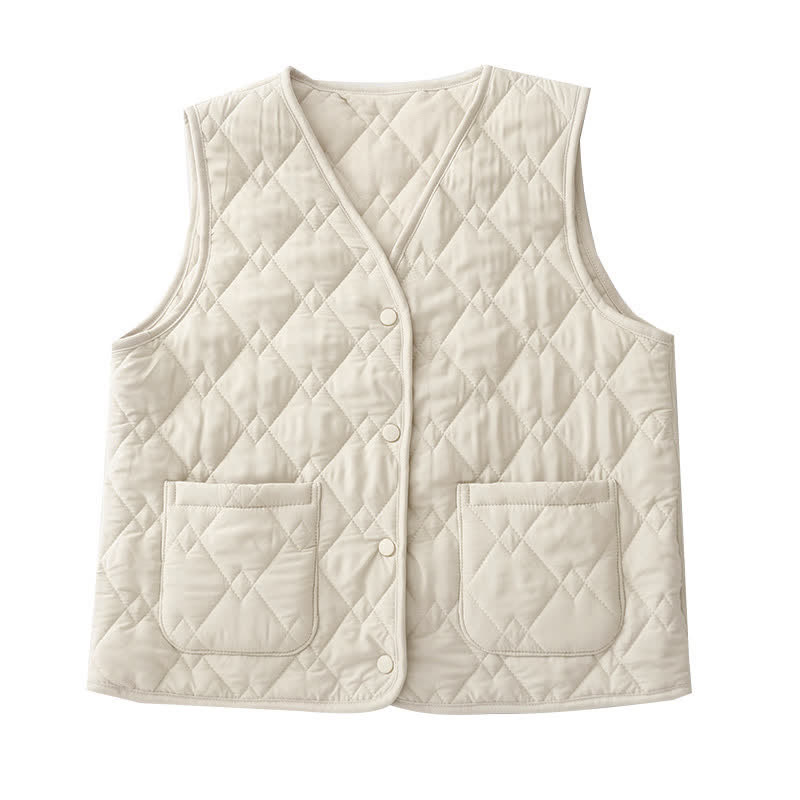 Buddha Stones Fall Winter Casual Minimalist Geometric Tank Top Women's Vest With Pockets - image 4