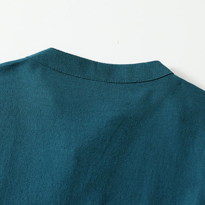 Buddha Stones Fall Minimalist Vintage Solid Women's Long Sleeve Dress With Pockets - image 4