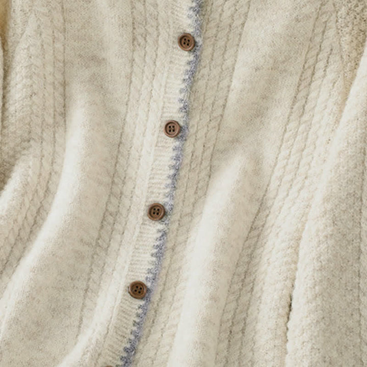 Buddha Stones Fall Winter Casual Vintage Button-Up Solid Cotton Women's Knitwear Cardigan - image 12