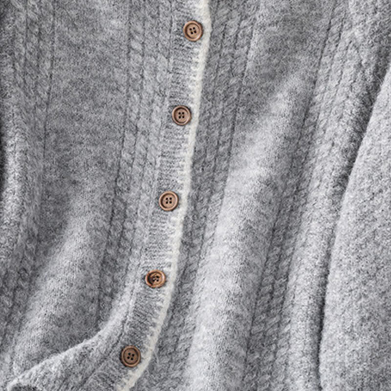 Buddha Stones Fall Winter Casual Vintage Button-Up Solid Cotton Women's Knitwear Cardigan - image 5