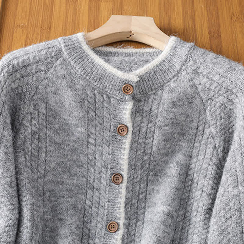 Buddha Stones Fall Winter Casual Vintage Button-Up Solid Cotton Women's Knitwear Cardigan - image 2