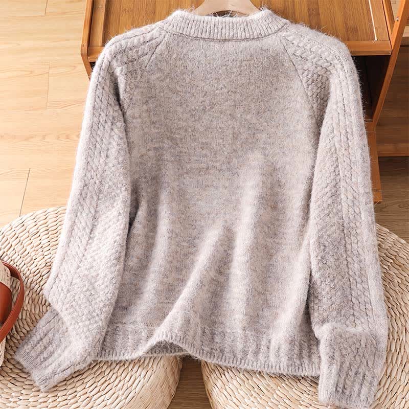 Buddha Stones Fall Winter Casual Vintage Button-Up Solid Cotton Women's Knitwear Cardigan - image 15