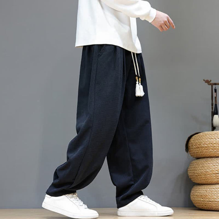 Buddha Stones Spring Fall Casual Drawstring Solid Ankle Pants Men's Tapered Pants With Pockets - image 13