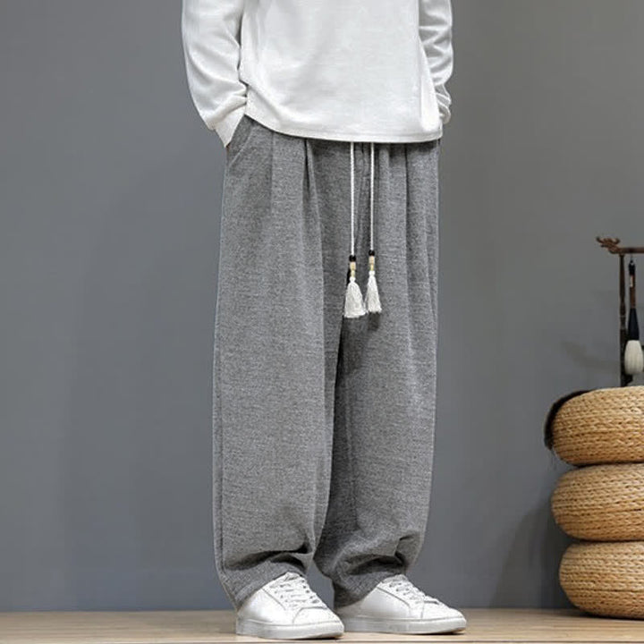 Buddha Stones Spring Fall Casual Drawstring Solid Ankle Pants Men's Tapered Pants With Pockets - image 1