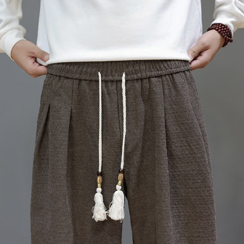 Buddha Stones Spring Fall Casual Drawstring Solid Ankle Pants Men's Tapered Pants With Pockets - image 24