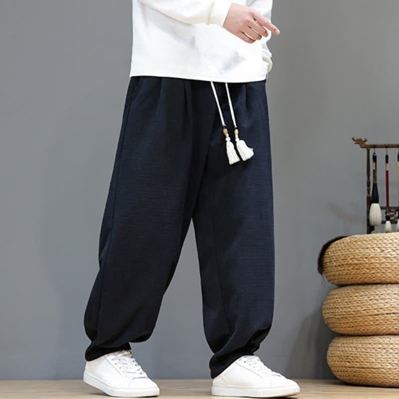 Buddha Stones Spring Fall Casual Drawstring Solid Ankle Pants Men's Tapered Pants With Pockets - image 10