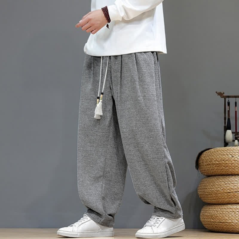 Buddha Stones Spring Fall Casual Drawstring Solid Ankle Pants Men's Tapered Pants With Pockets - image 6