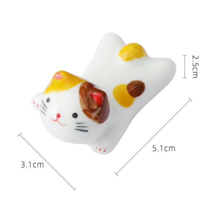 Buddha Stones Hand-Painted Small Cute Cat Ceramic Chopstick Holder - image 9