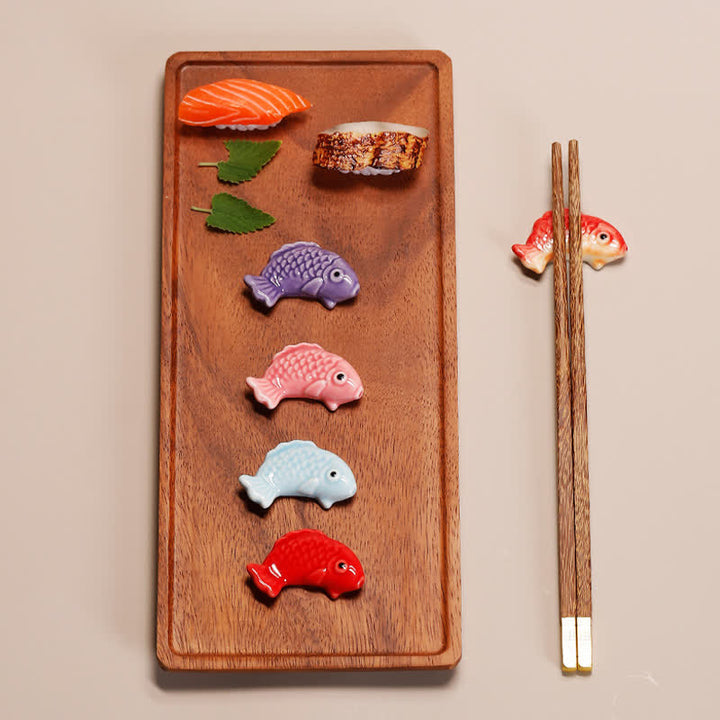 Buddha Stones Hand-Painted Ceramic Mini Koi Fish Wealth Chopstick Holder - image 9