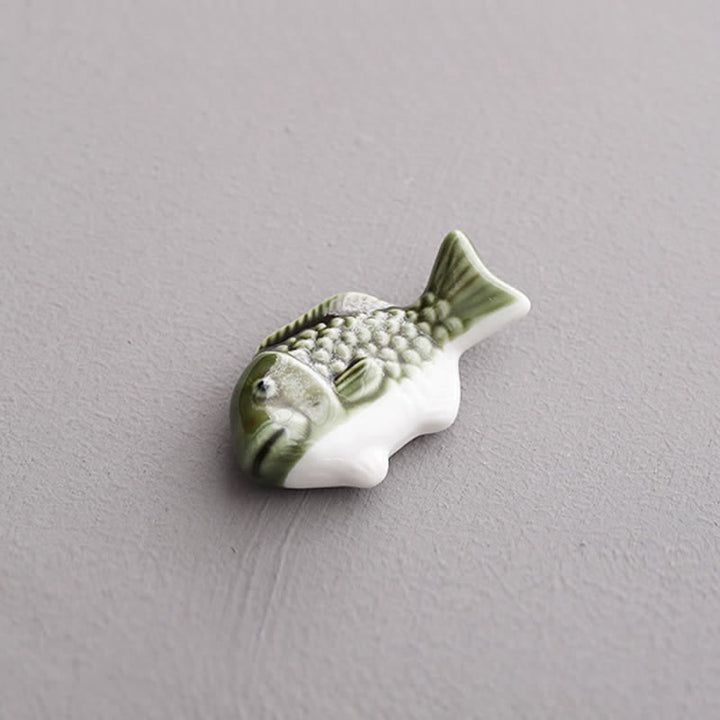 Buddha Stones Blue and White Green Ceramic Fish Chopstick Holder - Mackerel Approx. 6.2 × 3.5 × 1.5 cm - Ceramic - image 11