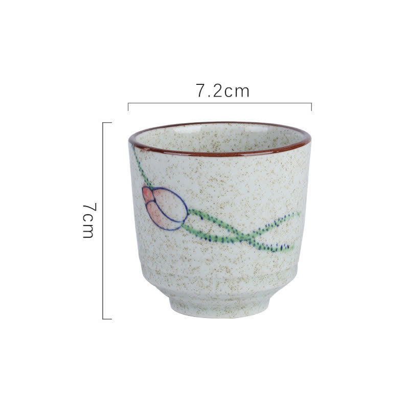 Buddha Stones Hand-Painted Lotus Flower Bird Koi Fish Willow Pattern Purity Ceramic Tea Cup 150 ml - Lotus Approx. 7.2 × 7 cm - 101-200 ml - image 5