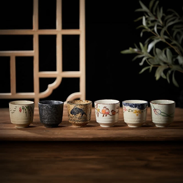 Buddha Stones Hand-Painted Lotus Flower Bird Koi Fish Willow Pattern Purity Ceramic Tea Cup 150 ml - image 18