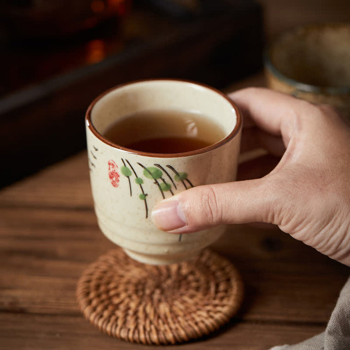 Buddha Stones Hand-Painted Lotus Flower Bird Koi Fish Willow Pattern Purity Ceramic Tea Cup 150 ml - image 13