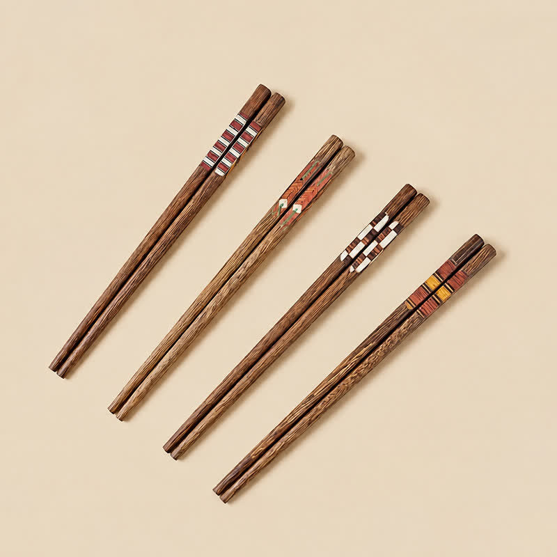 Buddha Stones Wenge Wood Retro Geometric Inlaid Japanese Style Grounding Chopsticks - image 15