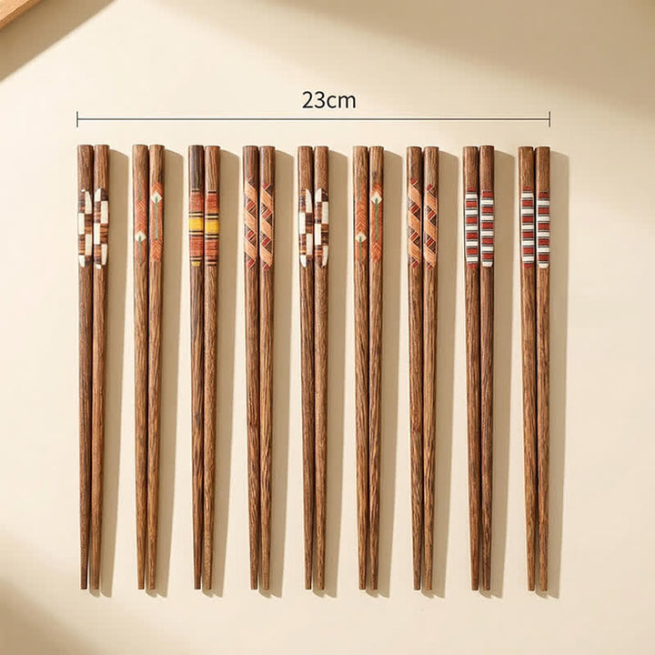 Buddha Stones Wenge Wood Retro Geometric Inlaid Japanese Style Grounding Chopsticks - image 2