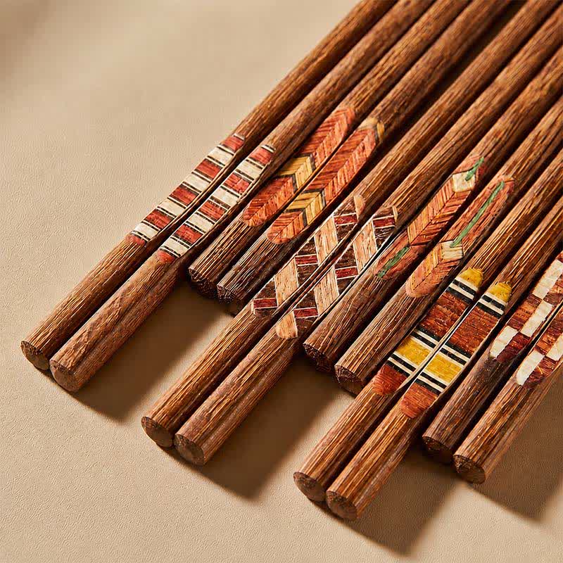 Buddha Stones Wenge Wood Retro Geometric Inlaid Japanese Style Grounding Chopsticks - image 14
