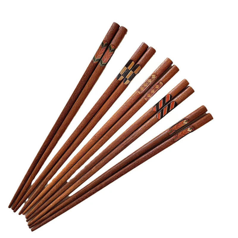Buddha Stones Wenge Wood Retro Geometric Inlaid Japanese Style Grounding Chopsticks - image 16