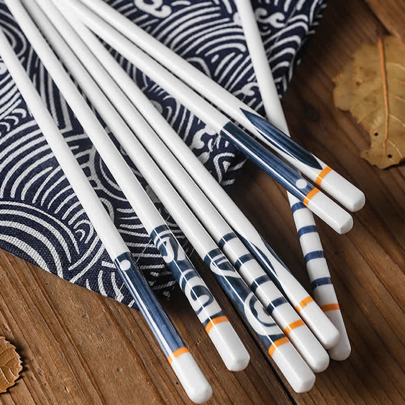 Buddha Stones White Ceramic Wave Striped Orchid Grass Pattern Minimalist Japanese Chopsticks - image 21
