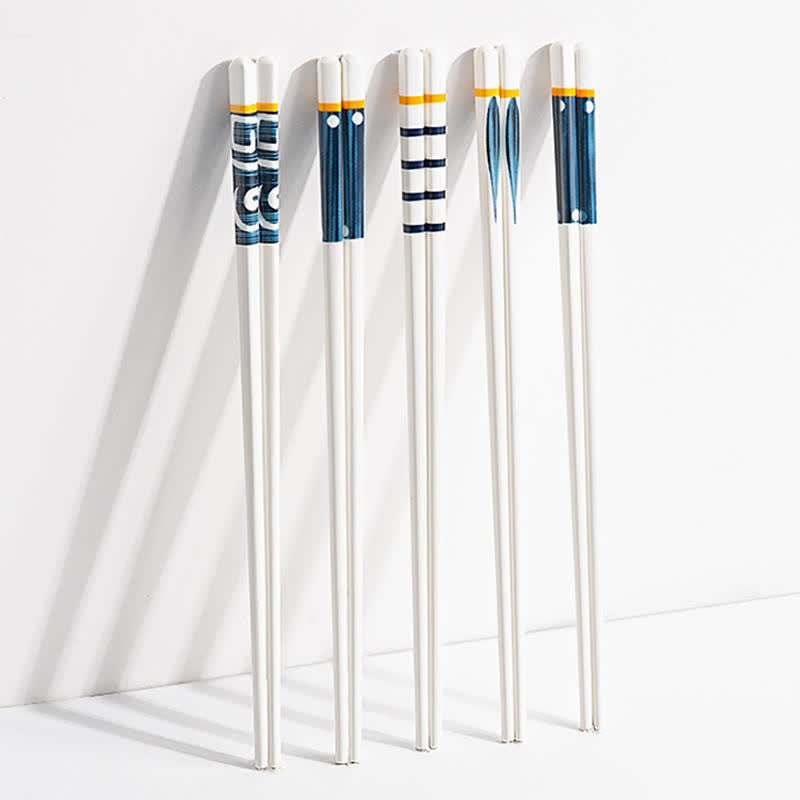Buddha Stones White Ceramic Wave Striped Orchid Grass Pattern Minimalist Japanese Chopsticks - image 15