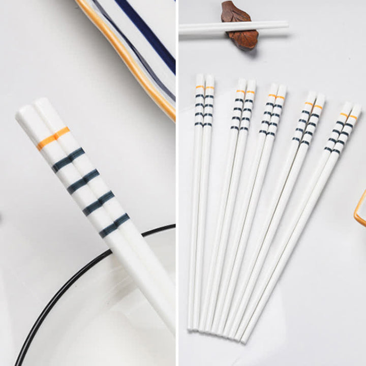 Buddha Stones White Ceramic Wave Striped Orchid Grass Pattern Minimalist Japanese Chopsticks - image 3