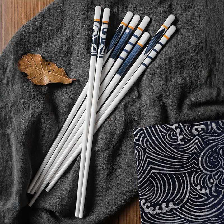 Buddha Stones White Ceramic Wave Striped Orchid Grass Pattern Minimalist Japanese Chopsticks - image 19