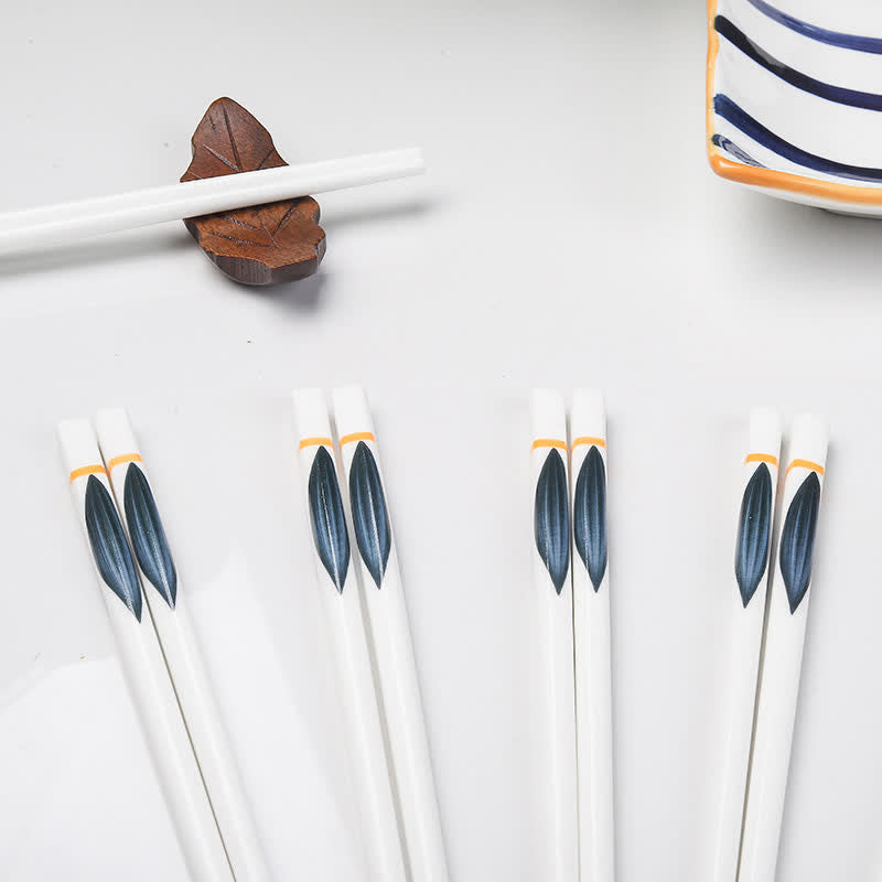 Buddha Stones White Ceramic Wave Striped Orchid Grass Pattern Minimalist Japanese Chopsticks - image 8