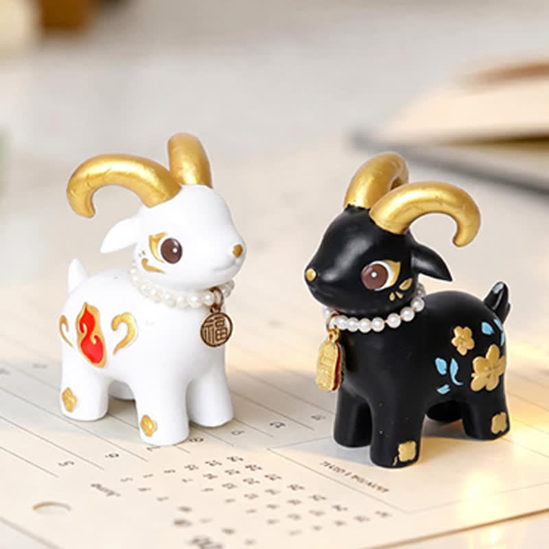 Buddha Stones Year of the Goat Prosperity Resin Cute Animal Decor - image 17