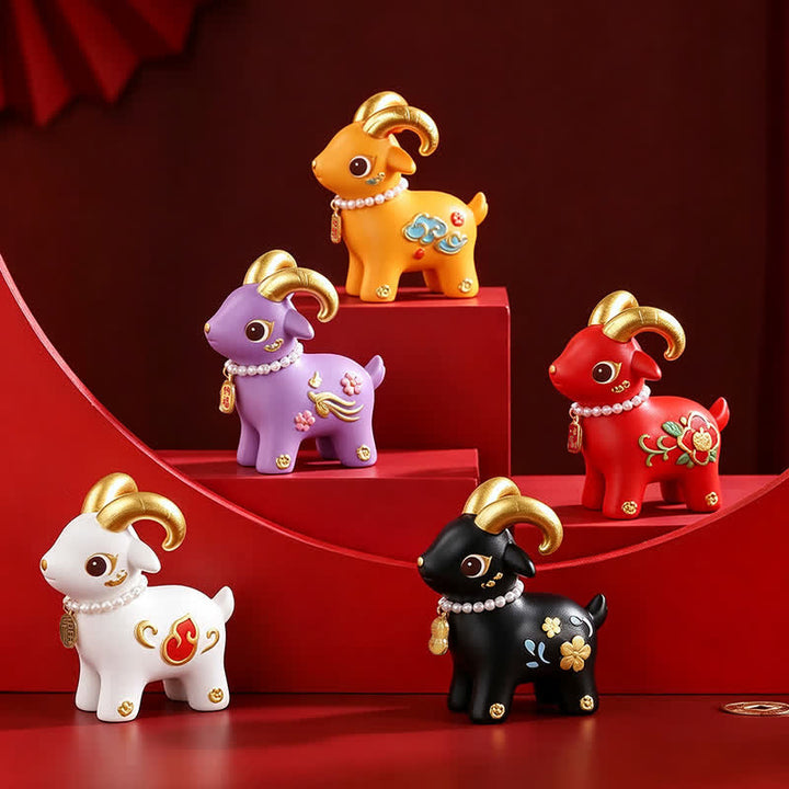 Buddha Stones Year of the Goat Prosperity Resin Cute Animal Decor - image 11