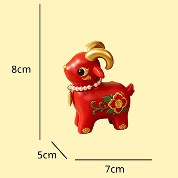 Buddha Stones Year of the Goat Prosperity Resin Cute Animal Decor - image 3