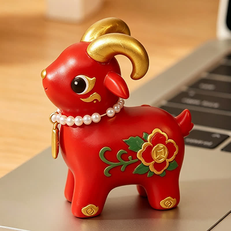 Buddha Stones Year of the Goat Prosperity Resin Cute Animal Decor - image 2