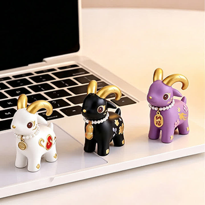 Buddha Stones Year of the Goat Prosperity Resin Cute Animal Decor - image 13