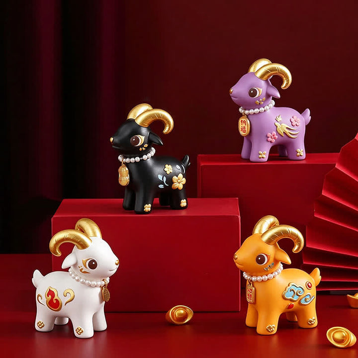Buddha Stones Year of the Goat Prosperity Resin Cute Animal Decor - image 12