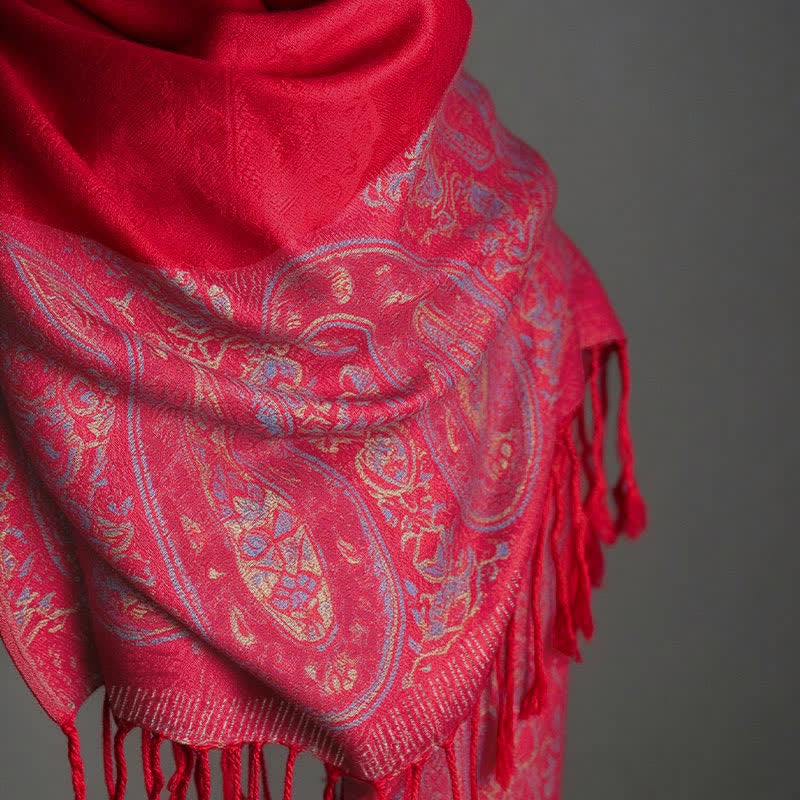 Buddha Stones Spring Fall Paisley Tassel Elegant Women's Scarf - image 18