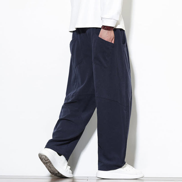 Buddha Stones Fall Classic Simple Drawstring Solid Ankle Pants Corduroy Men's Tapered Pants With Pocket - image 20