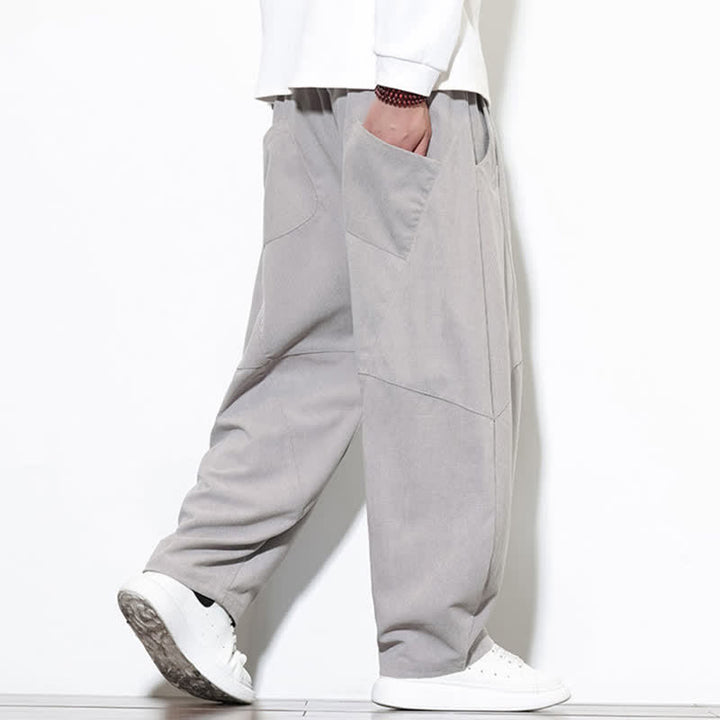 Buddha Stones Fall Classic Simple Drawstring Solid Ankle Pants Corduroy Men's Tapered Pants With Pocket - image 26