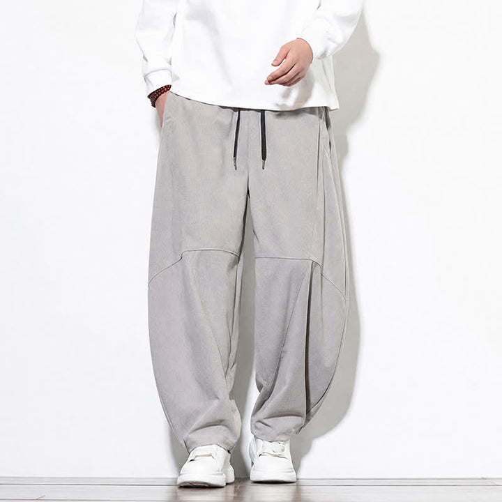 Buddha Stones Fall Classic Simple Drawstring Solid Ankle Pants Corduroy Men's Tapered Pants With Pocket - Silver - US/UK/AU46，EU56 (5XL) - image 24