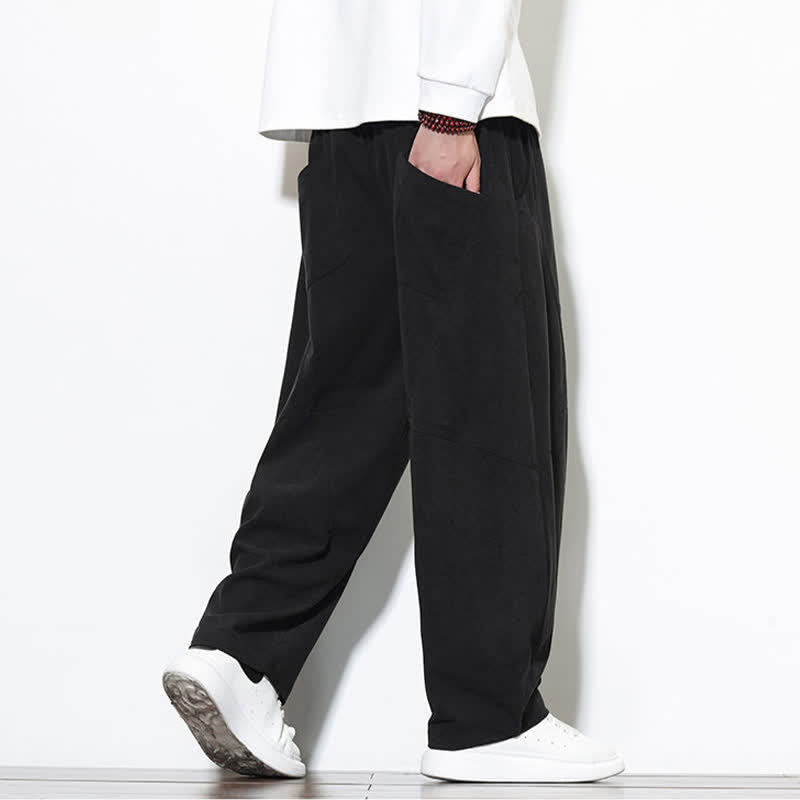 Buddha Stones Fall Classic Simple Drawstring Solid Ankle Pants Corduroy Men's Tapered Pants With Pocket - image 11
