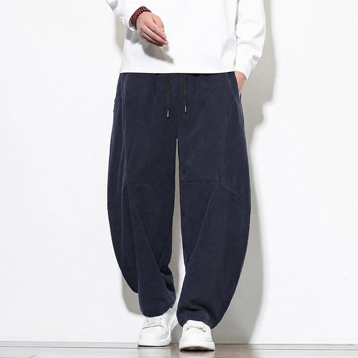 Buddha Stones Fall Classic Simple Drawstring Solid Ankle Pants Corduroy Men's Tapered Pants With Pocket - image 22