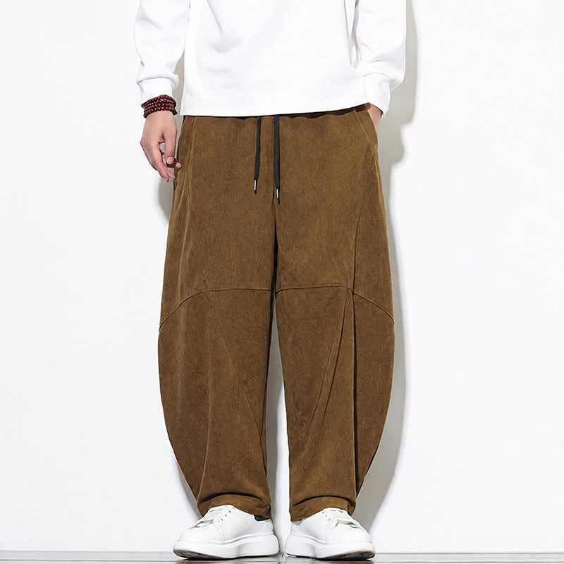 Buddha Stones Fall Classic Simple Drawstring Solid Ankle Pants Corduroy Men's Tapered Pants With Pocket - image 6