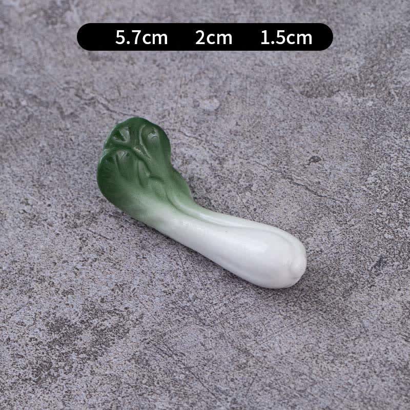 Buddha Stones Ceramic Vegetable Design Mini Tabletop Chopstick Holder - Cabbage (Dark Green) Approx. 5.7 × 2 × 1.5 cm - Ceramic - image 24